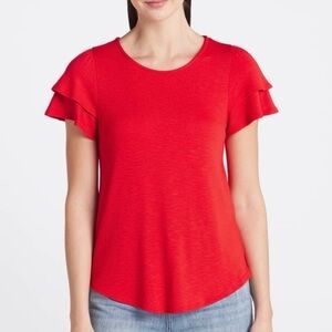 Kaileigh Red Ruffle Sleeve Top